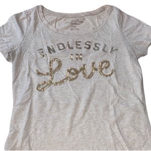 American Eagle Outfitters M tee gold sequin LOVE